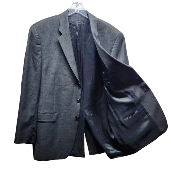 Lauren Ralph Lauren Blazer Mens 46L Gray Wool Cashmere Blend Formal Suit Jacket - Picture 1 of 11